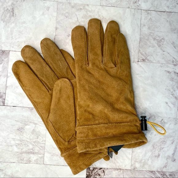 HUDSON’S BAY 100% Brown/Tan Leather Winter Gloves with Fleece Lining - Size M/L - Picture 4 of 4